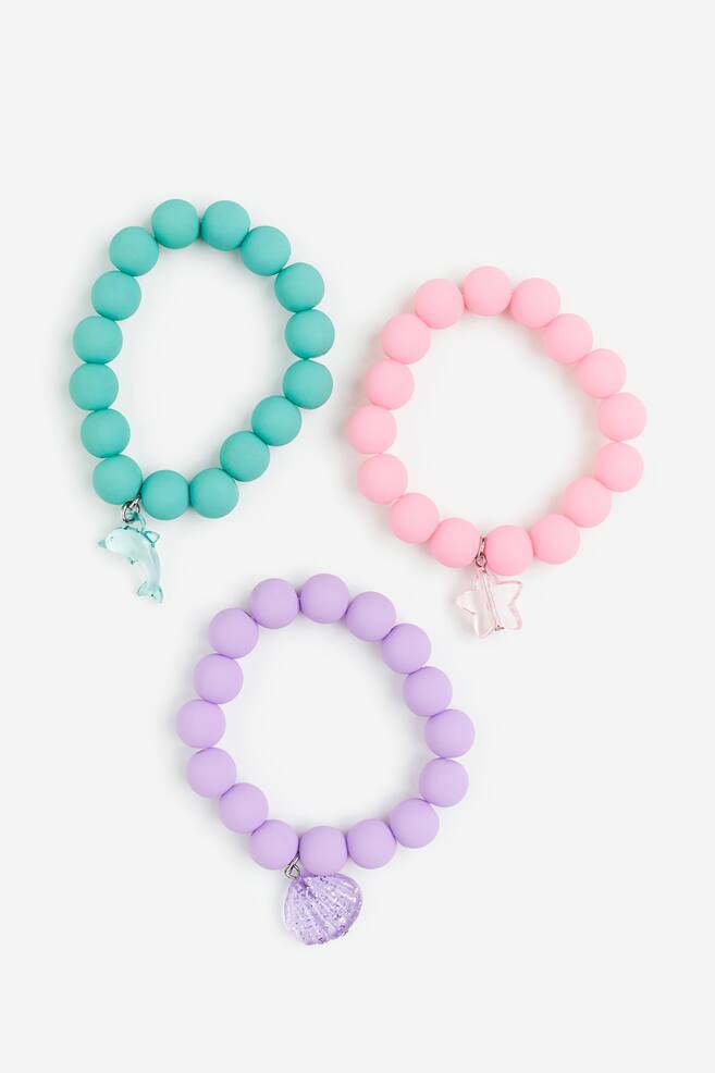 3-pack beaded bracelets - Pink/Purple/Turquoise/Orange/Cerise/Yellow - 1