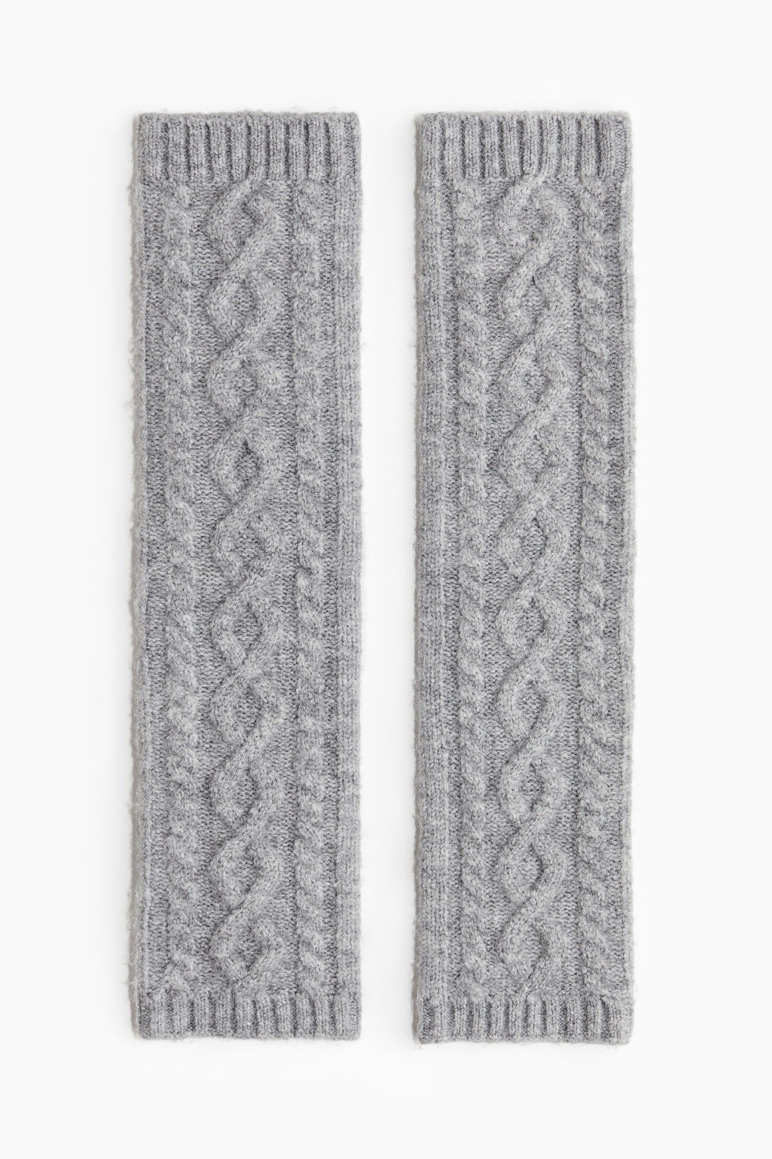 Cable-knit leg warmers - Light grey marl/Cream - 1