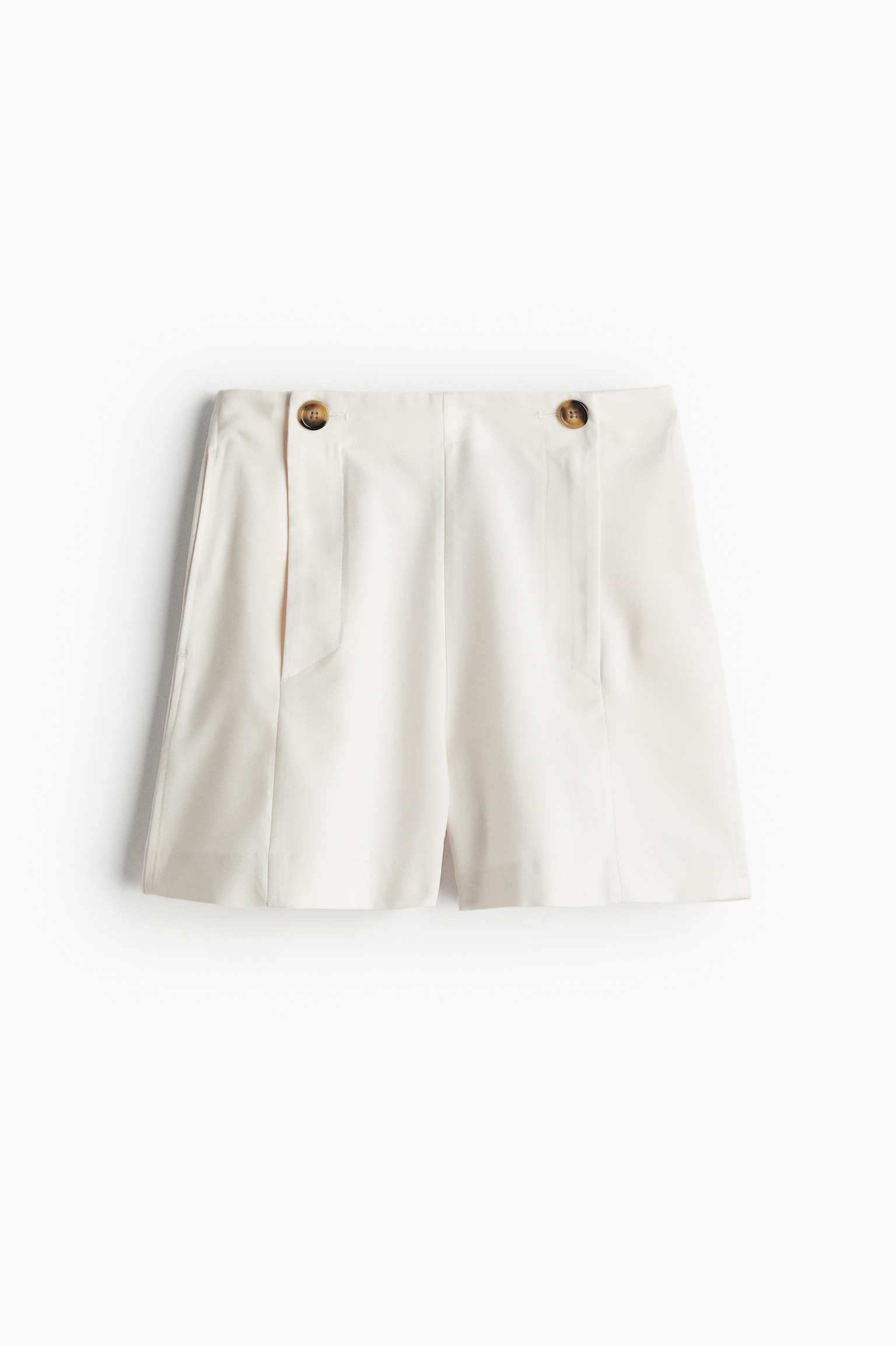 Button-detail shorts - White/Black/Light beige - 2