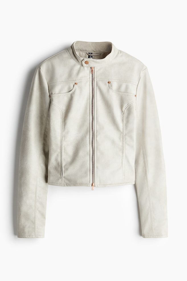 Anliegende Racingjacke - Hellbeige - 1