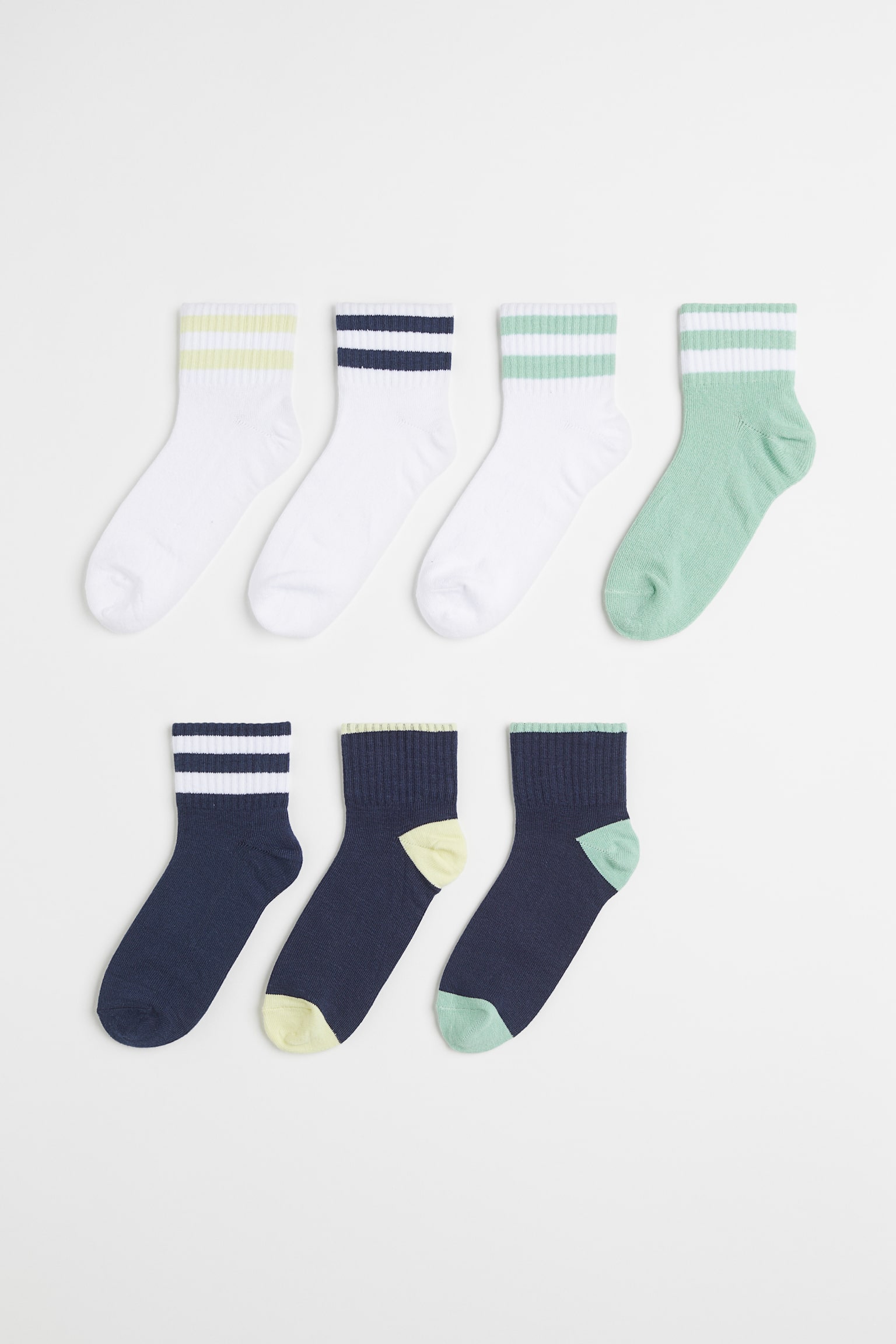 7-pack Socks - Dark blue/White/Light green - 1