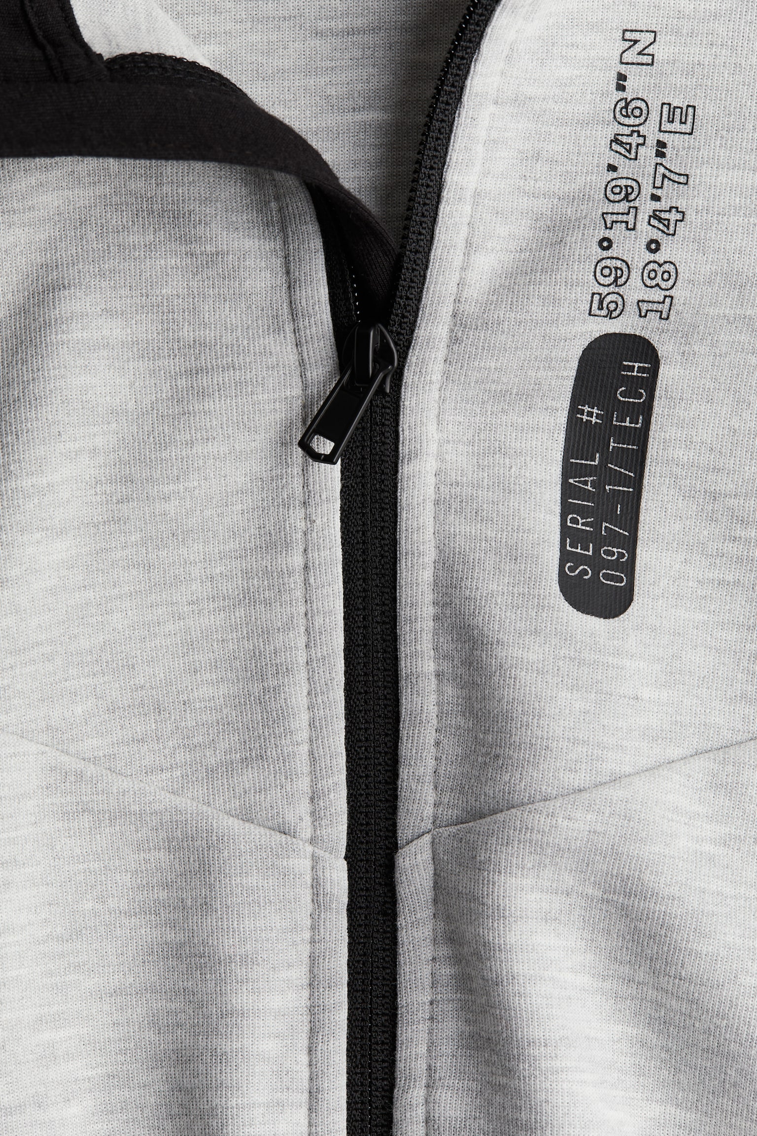 Heavy jersey zip-through hoodie - Light grey marl/Blue/Black - 5