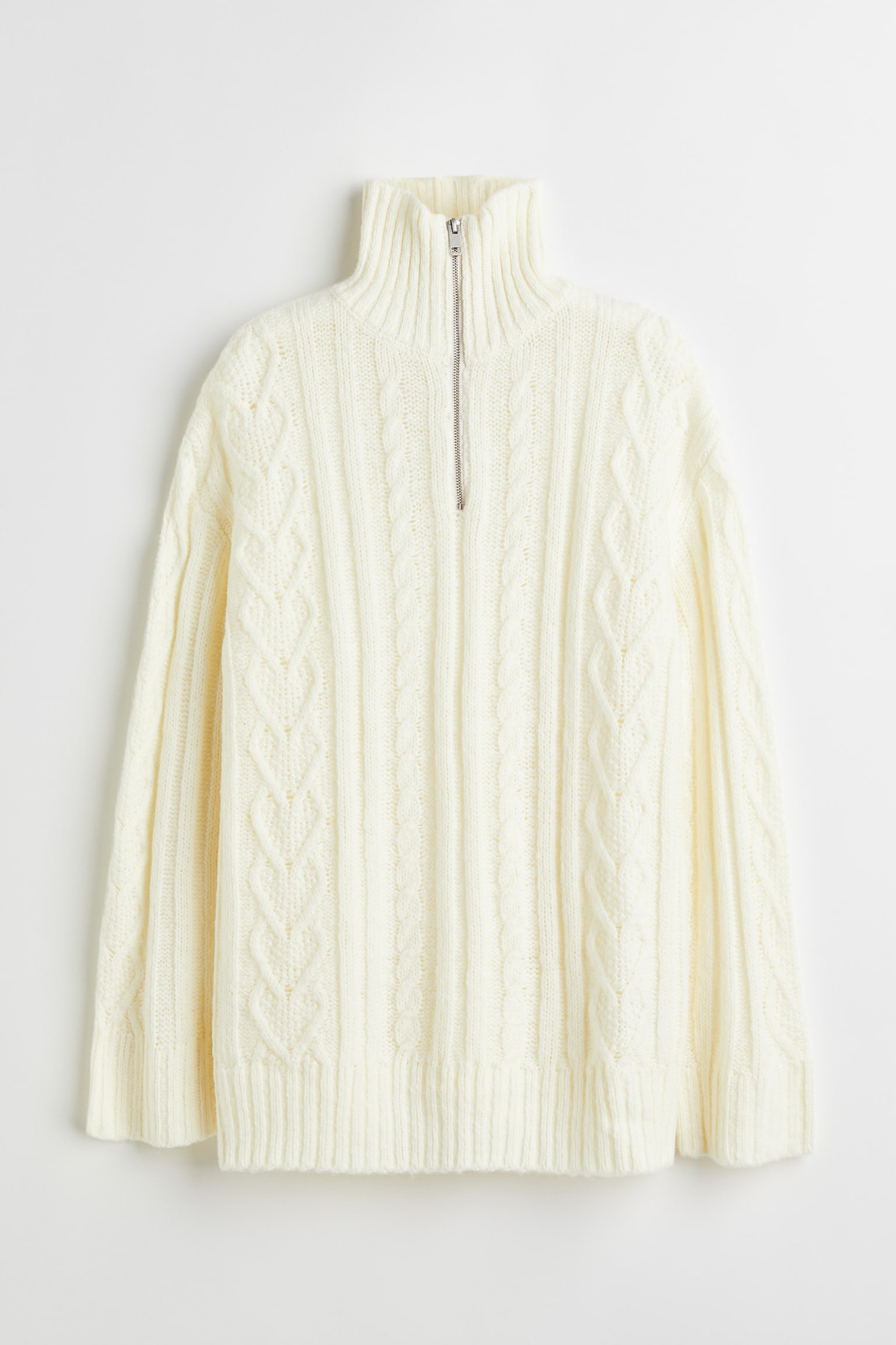 Pullover in maglia a trecce - Crema