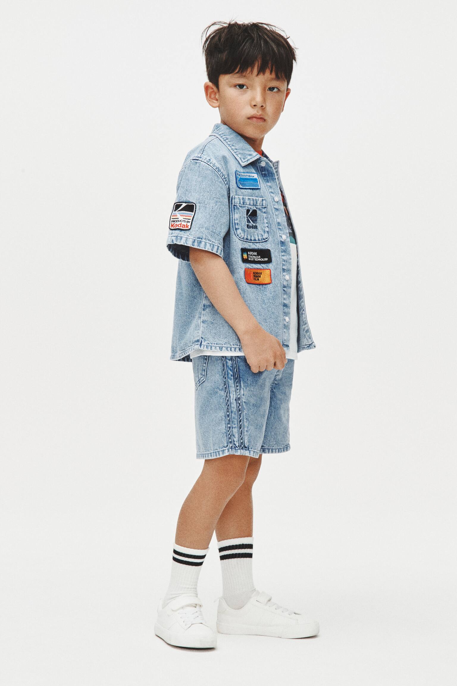 Short-sleeved denim shirt-Light denim blue/Kodak - 5