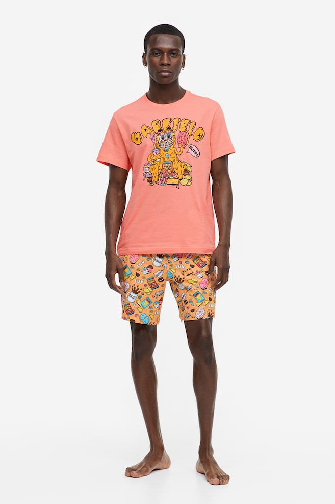 Regular Fit Pyjama T-shirt and shorts - Coral/Garfield/White/Garfield/Purple/SpongeBob/White/Disney100 - 5
