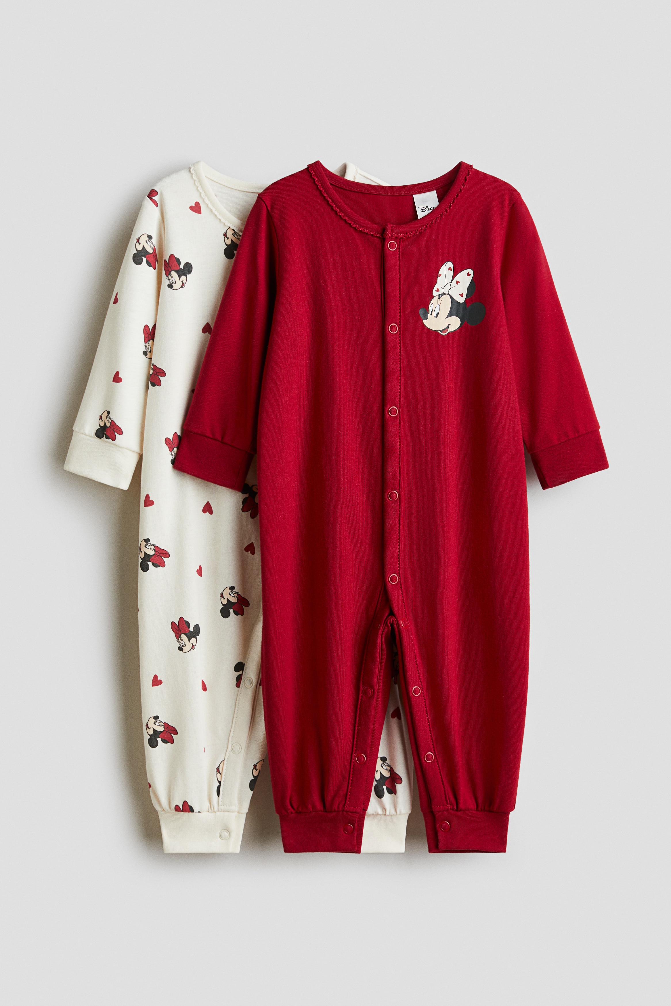 H & M - カバーオールパジャマ 2着セット - レッド H & M - カバーオールパジャマ 2着セット - レッド