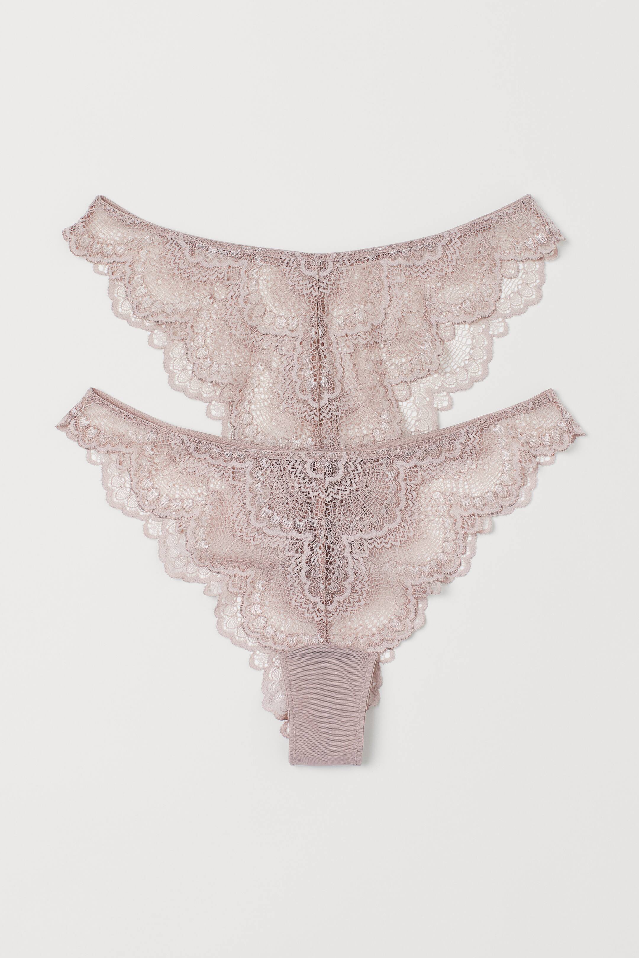 2-pack lace Brazilian briefs - Greige - Ladies | H&M GB
