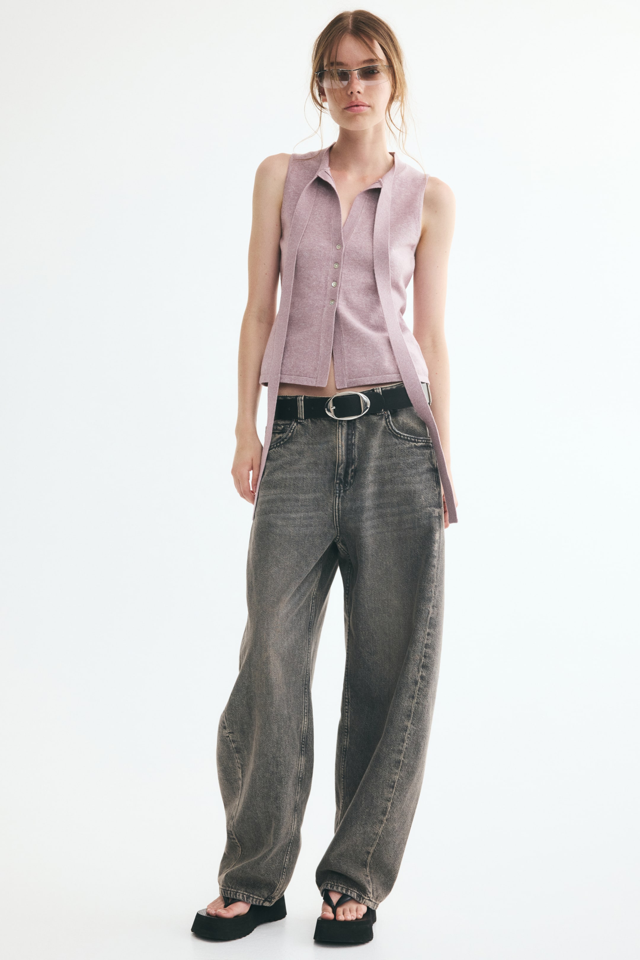 Knit Bow-Collar Top