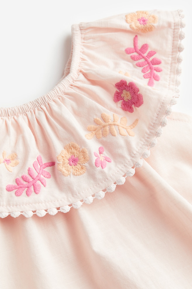 Flounce-trimmed dress - Light pink/Flowers/White/Striped - 2