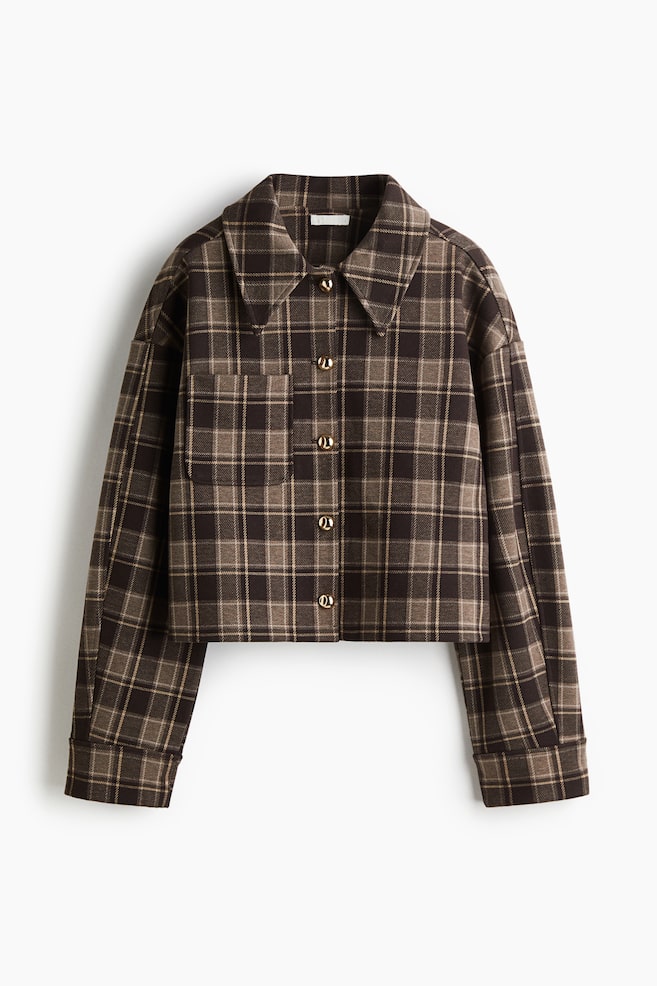 Bonded shacket - Dark brown/Checked - 1
