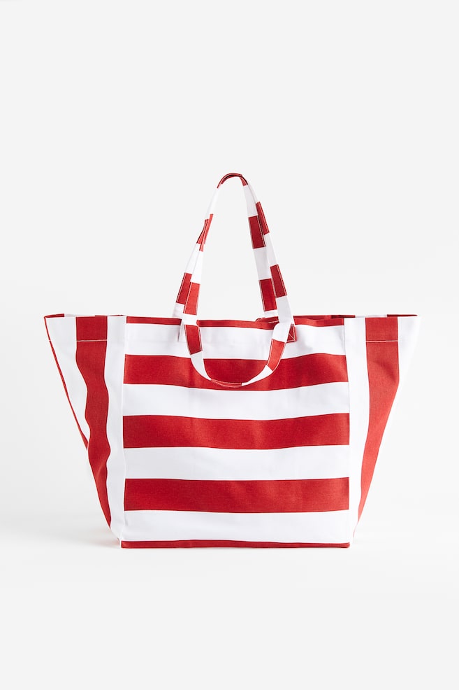 Cotton canvas beach bag - Red/Striped/Pink/Striped/Light beige/Striped/Yellow/Striped/dc/dc - 1
