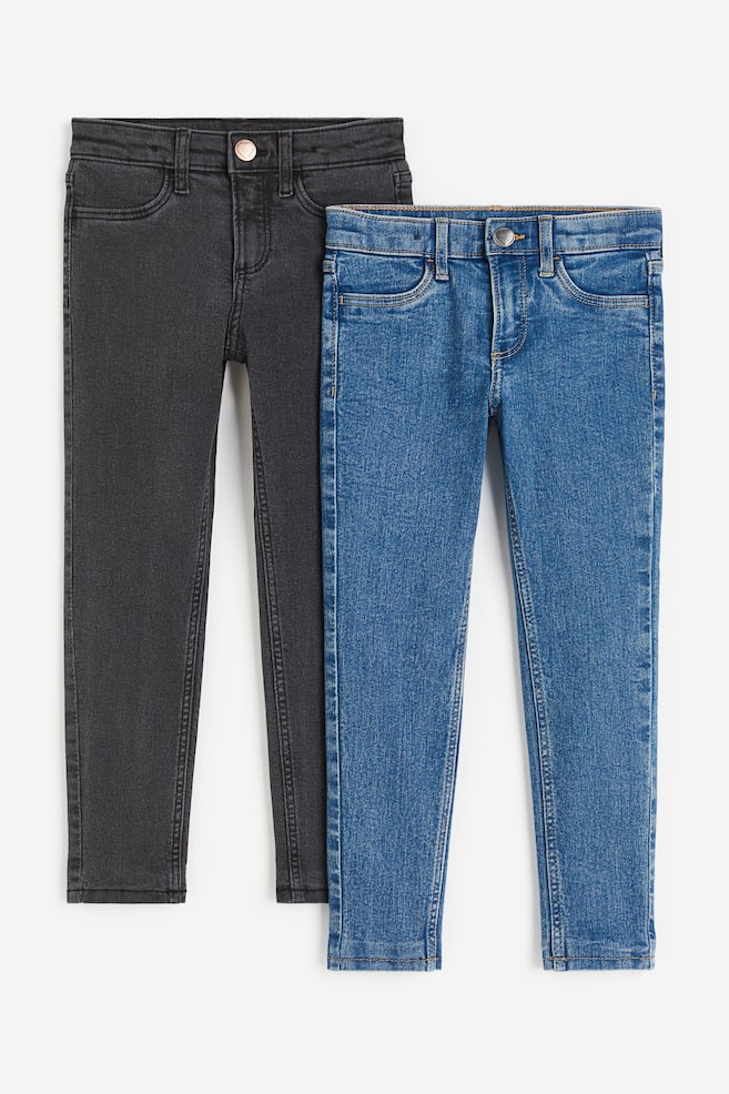 2-Pack Skinny Fit Lined Jeans - Denimblau/Gewaschenes Schwarz/Denimblau - 1