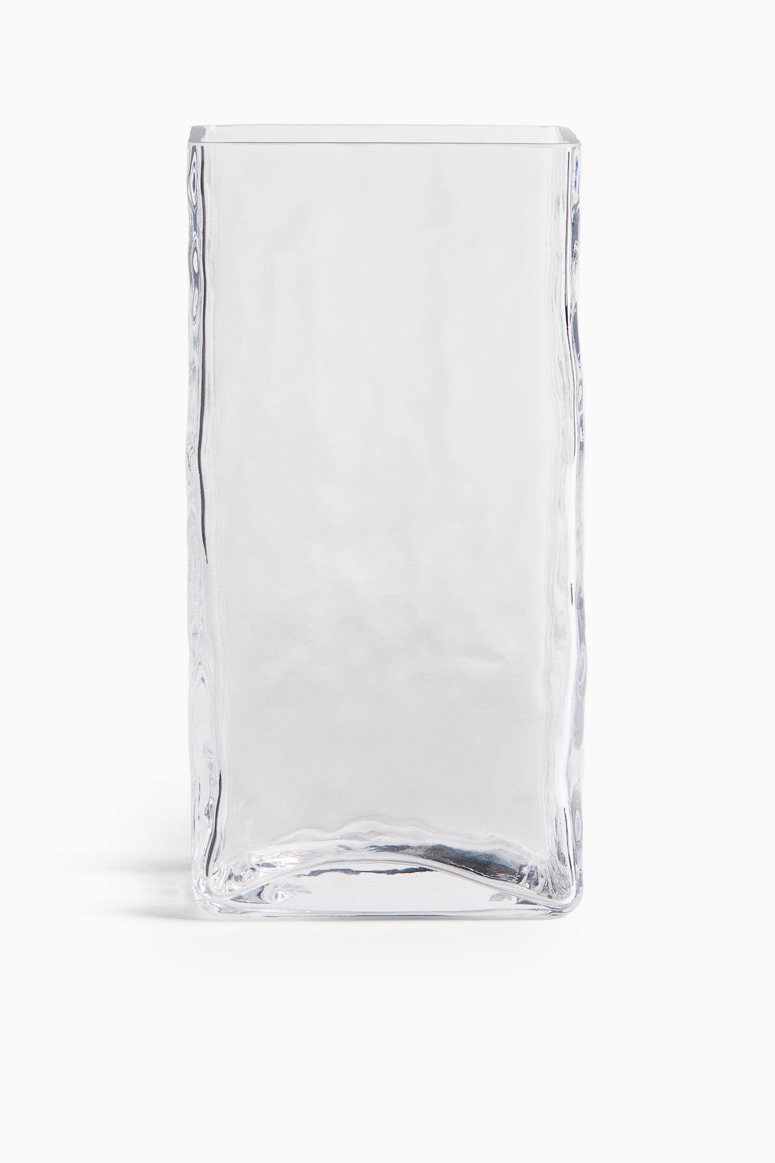 Szklany wazon o strukturalnej powierzchni - Przezroczysty/Jasnobrązowy