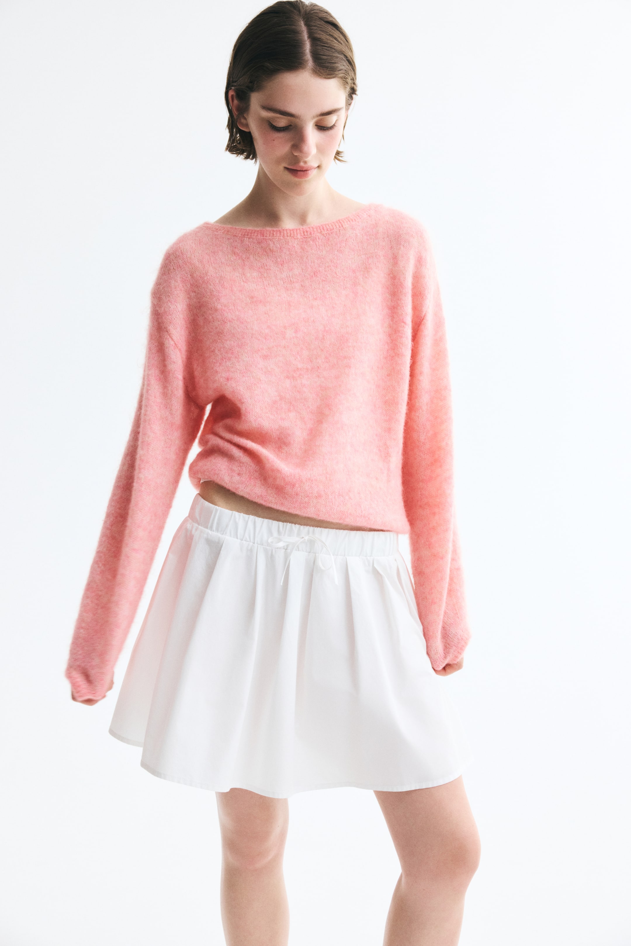 Boat-Neck Fine-Knit Sweater