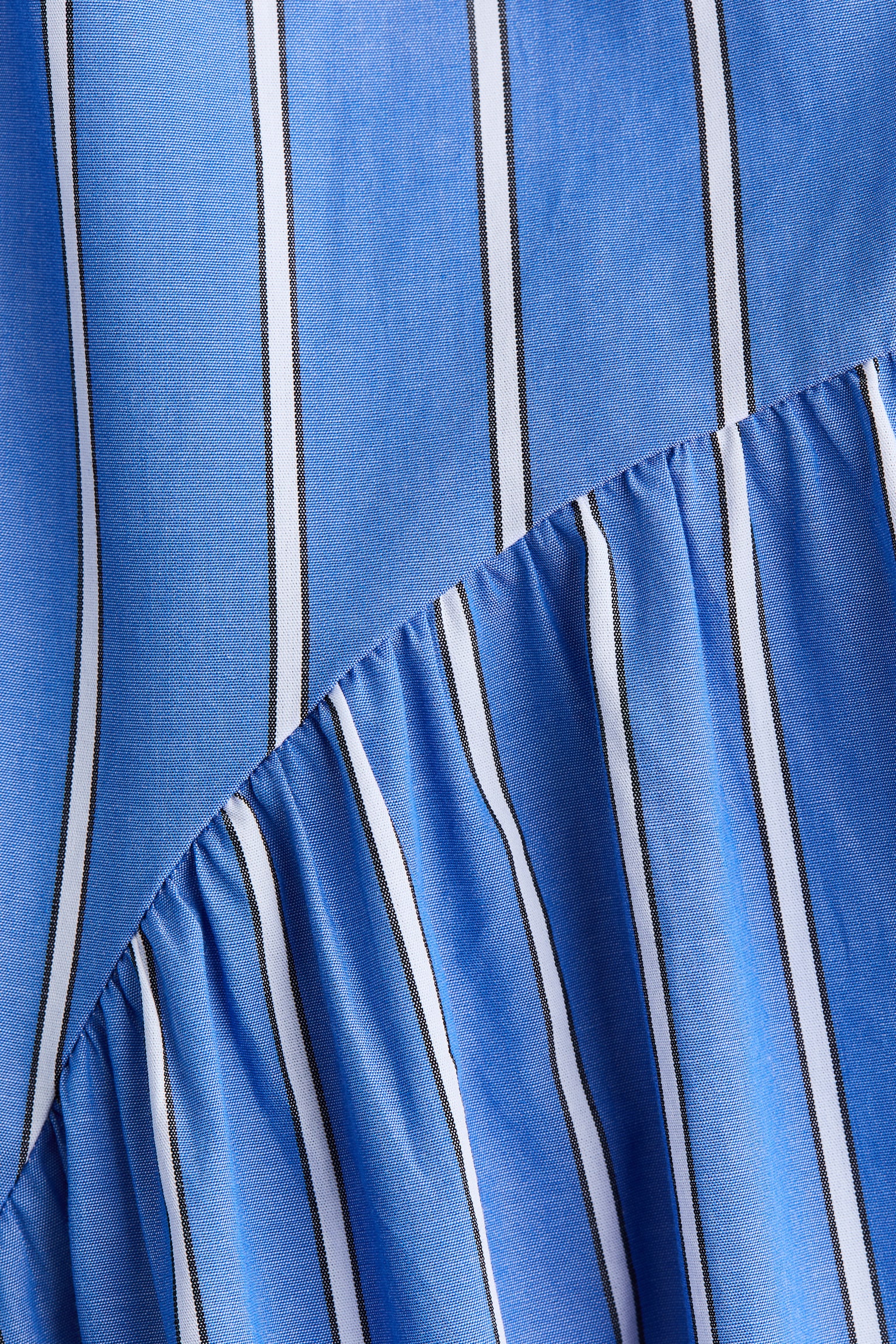 Tie-back cotton dress - Blue/White striped - 2