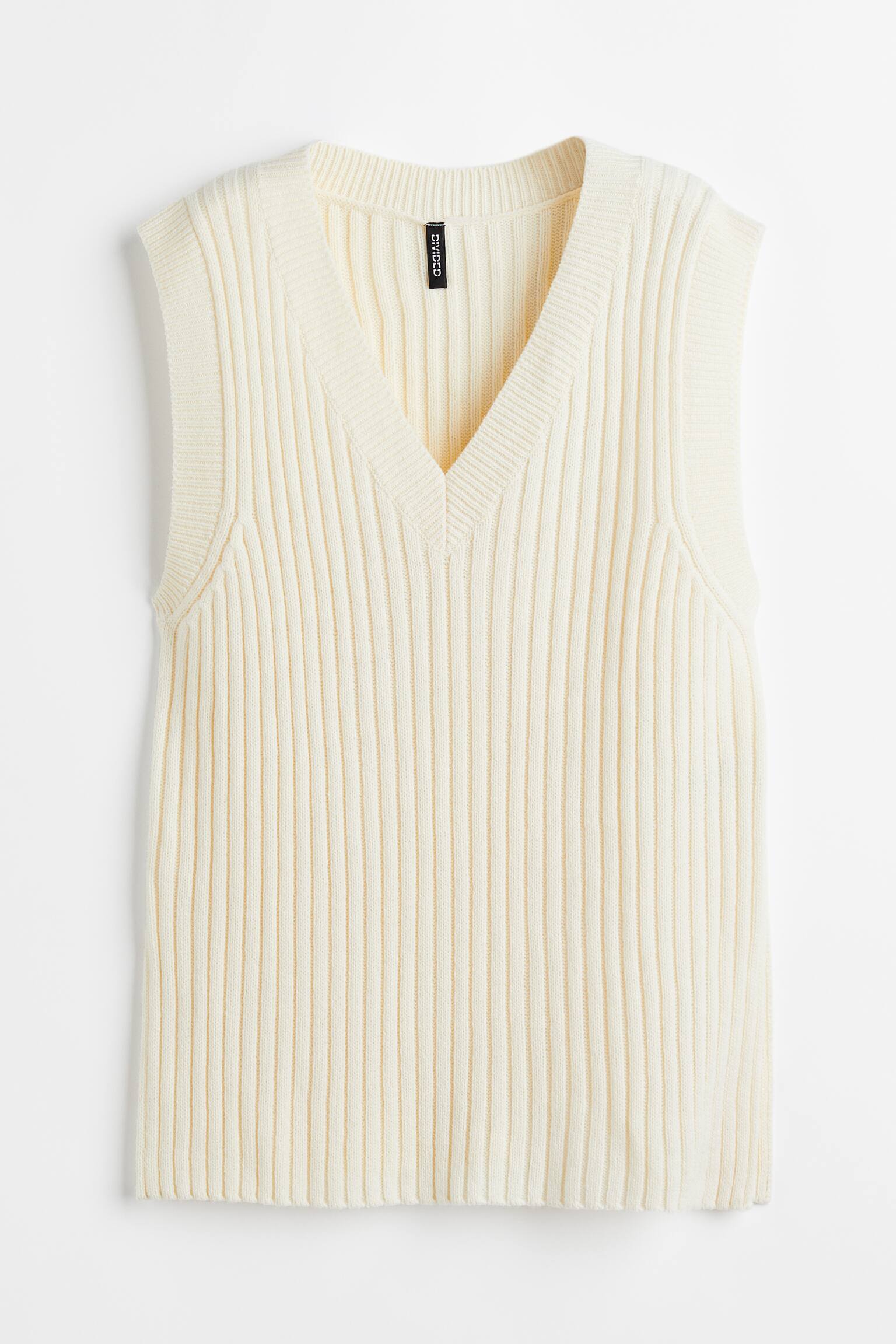 Oversized rib-knit sweater vest - Light beige