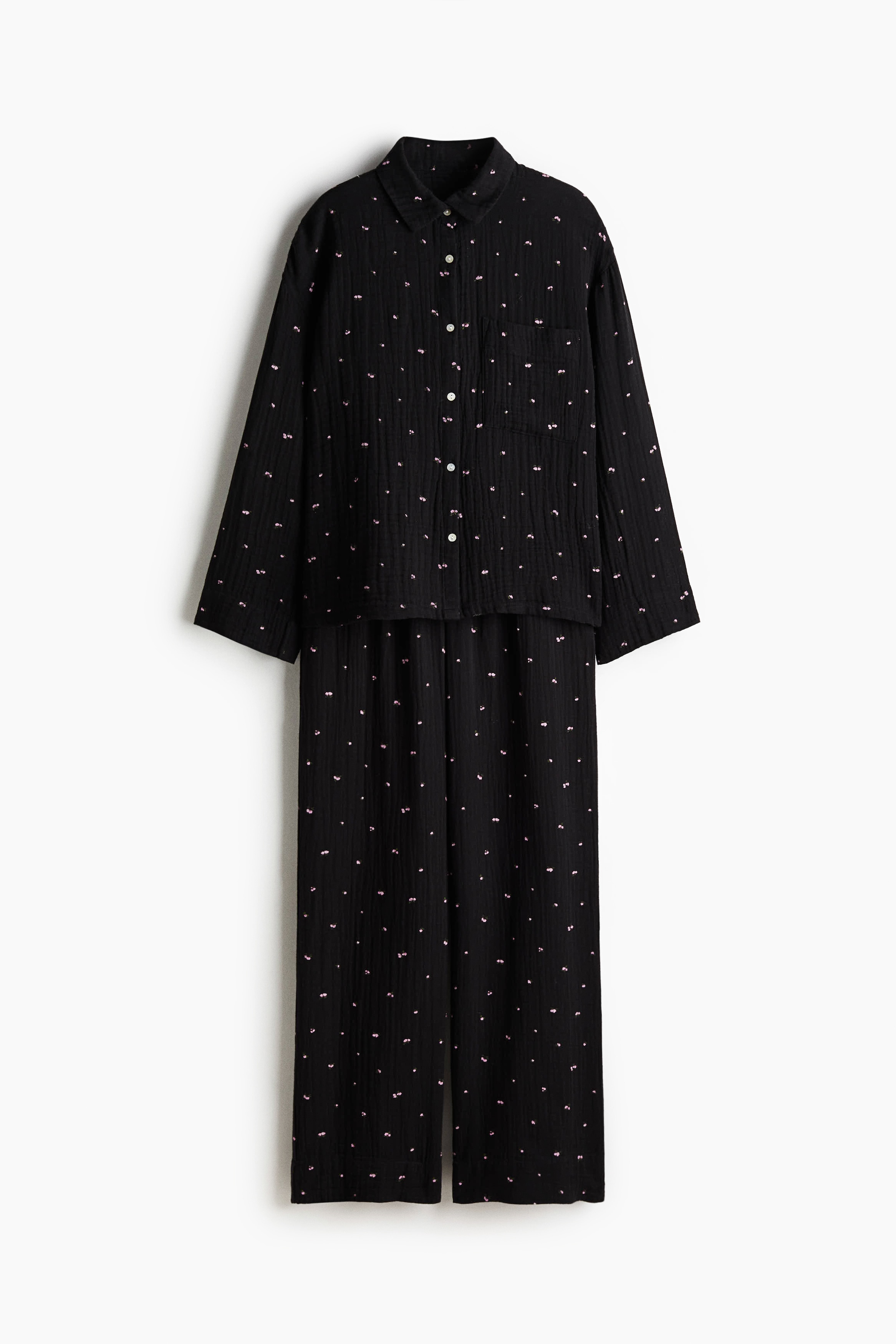 Cotton muslin pyjamas - Black/Floral/Brown/Leopard print/White/Hearts/Cream/Floral/Light turquoise