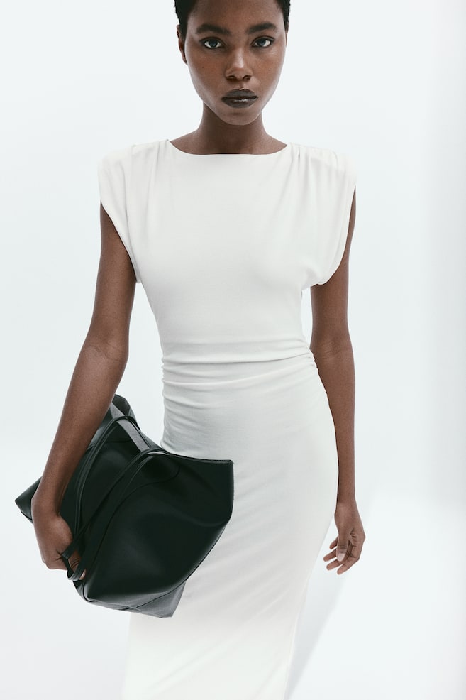 Shoulder-pad dress - Cream/Black - 1
