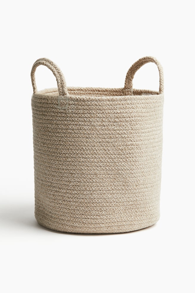 Panier de rangement en coton - Beige clair - 1