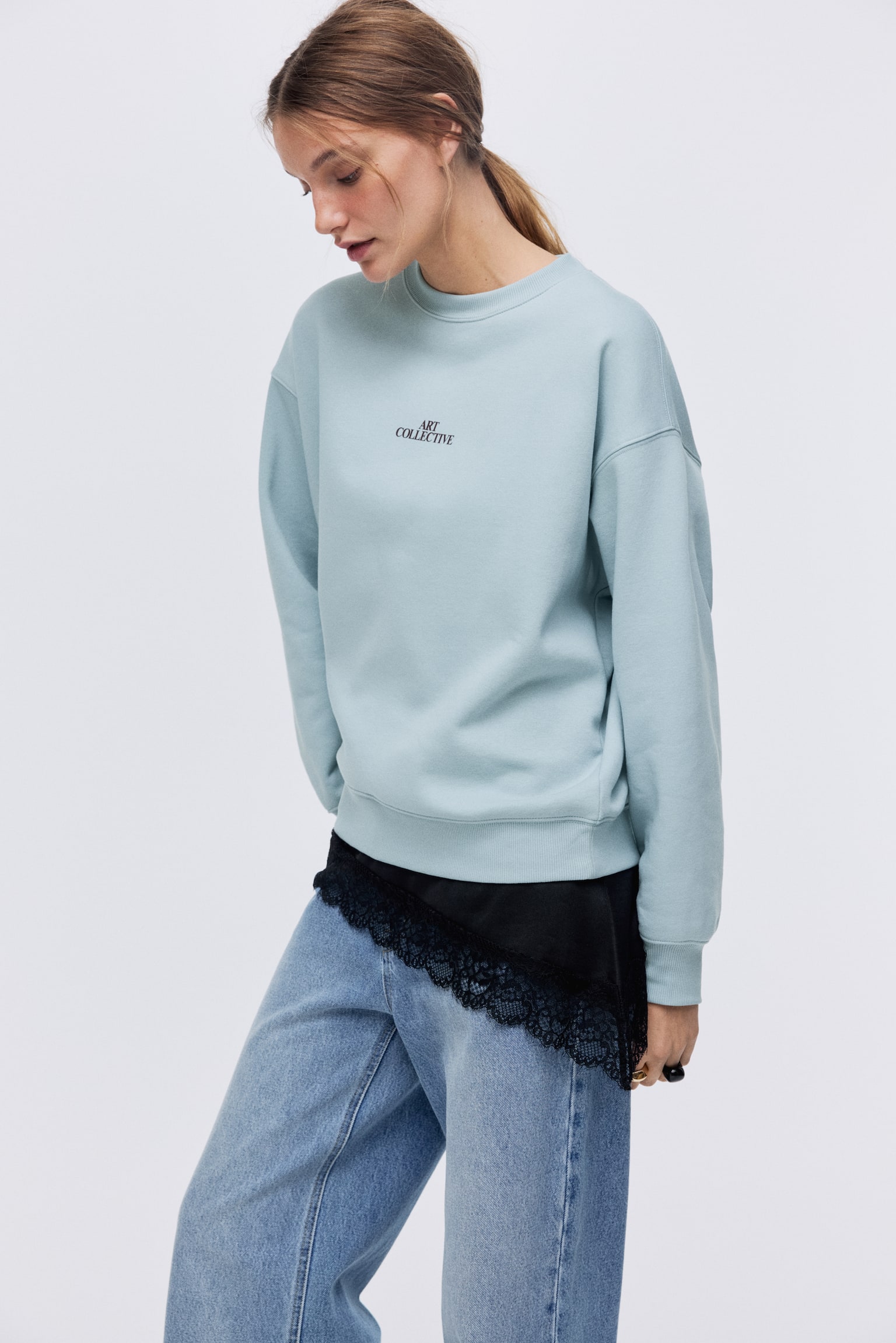 Text-motif sweatshirt - Light turquoise/Art Collective/Cream/Le Club/Light blue/New York/Olive green/Ce Soir/Burgundy/Running Club/Dark brown/Atelier/Dark brown/Paris - 6