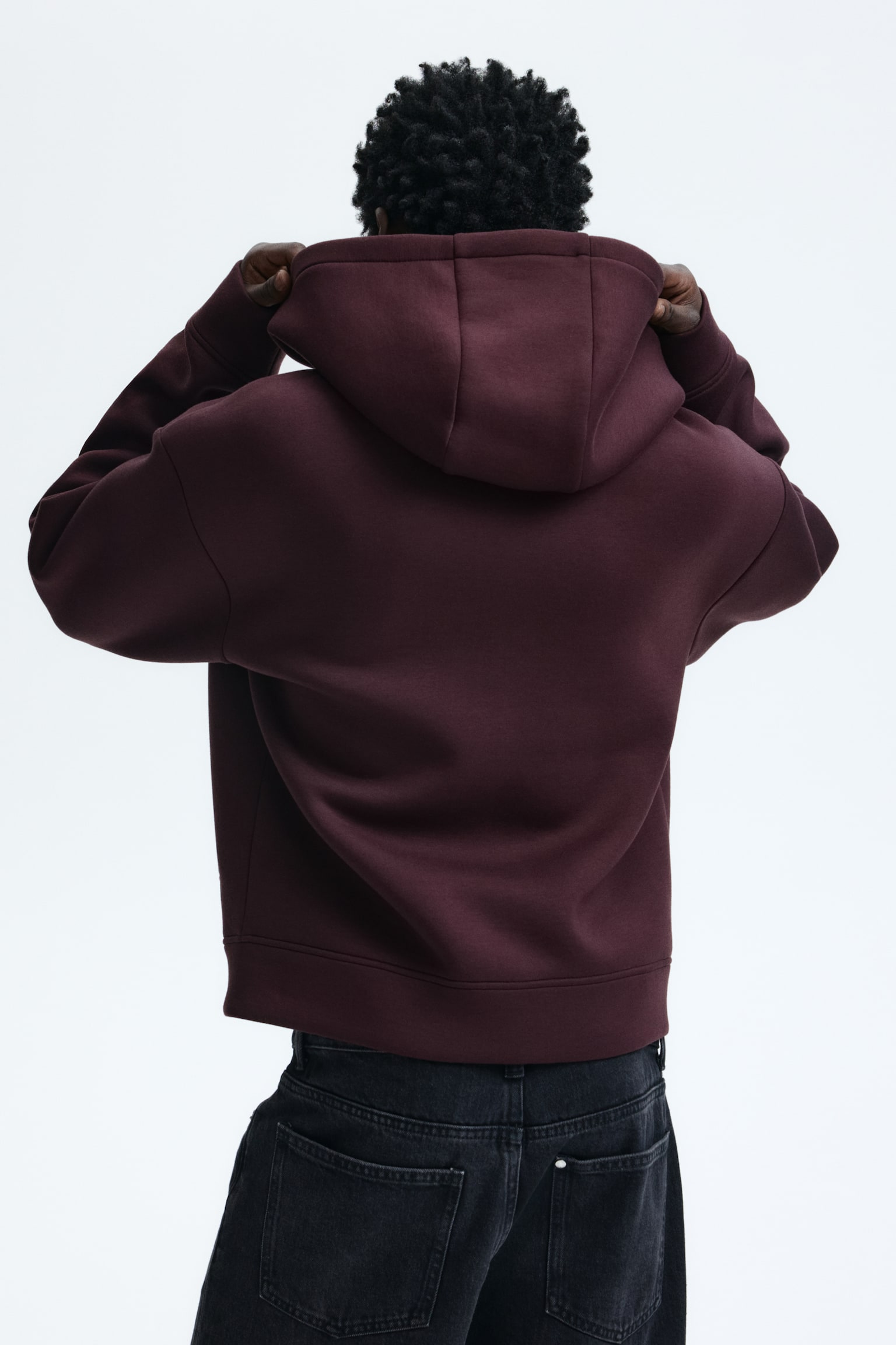 Loose Fit Zip-through hoodie - Burgundy/Grey marl/Dark brown/Dark blue/Black/Dark plum purple/Dark khaki green - 5