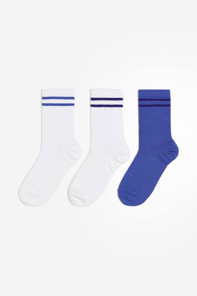 3-pack DryMove™ sports socks - Lavender blue/Striped/White/Black/Black/Striped/Light grey marl/Striped/dc - 1