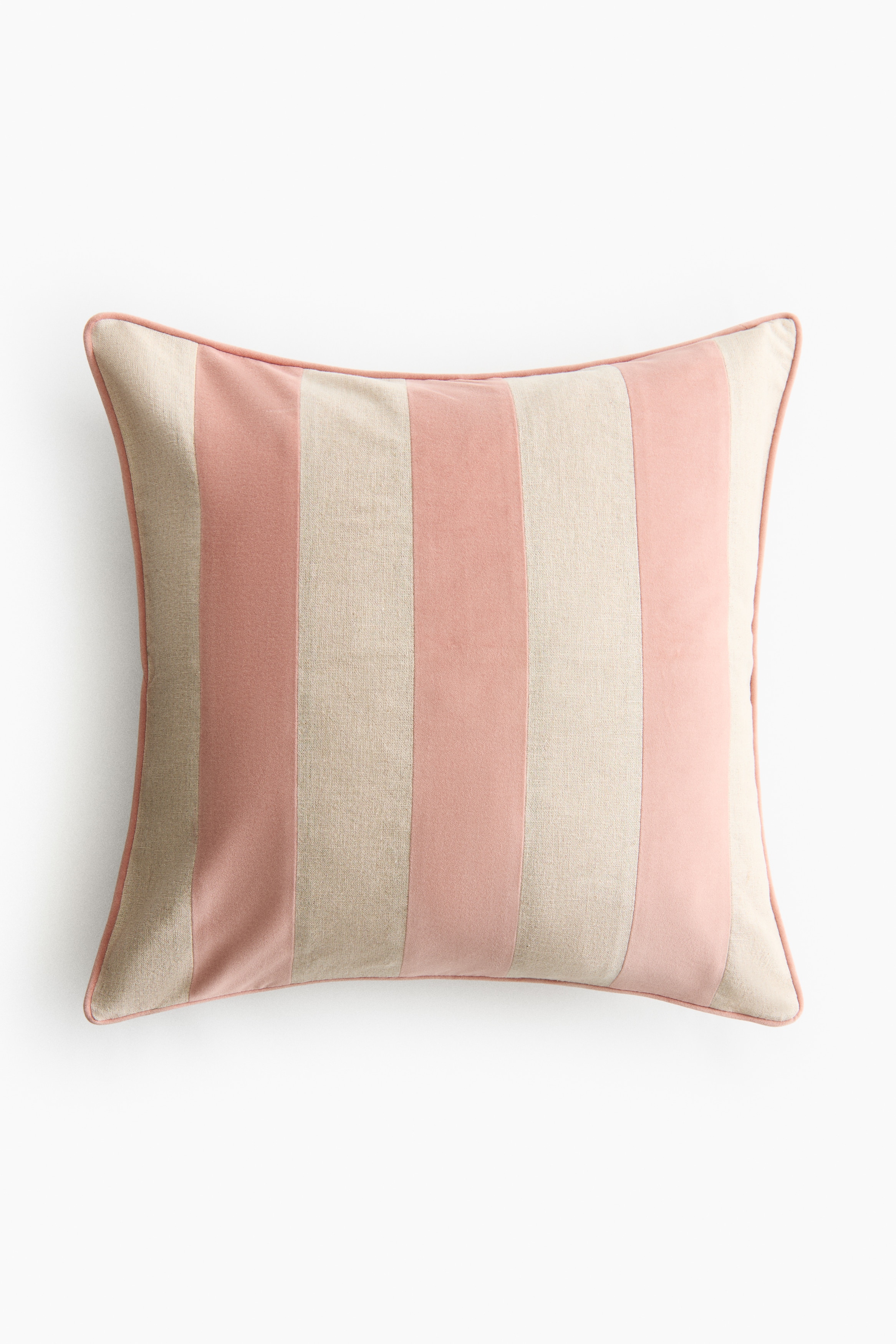 Linen-Blend Cushion Cover - Light pink/beige striped/Light beige/brown striped/Light beige/black striped/Light green/beige striped/Yellow/beige striped