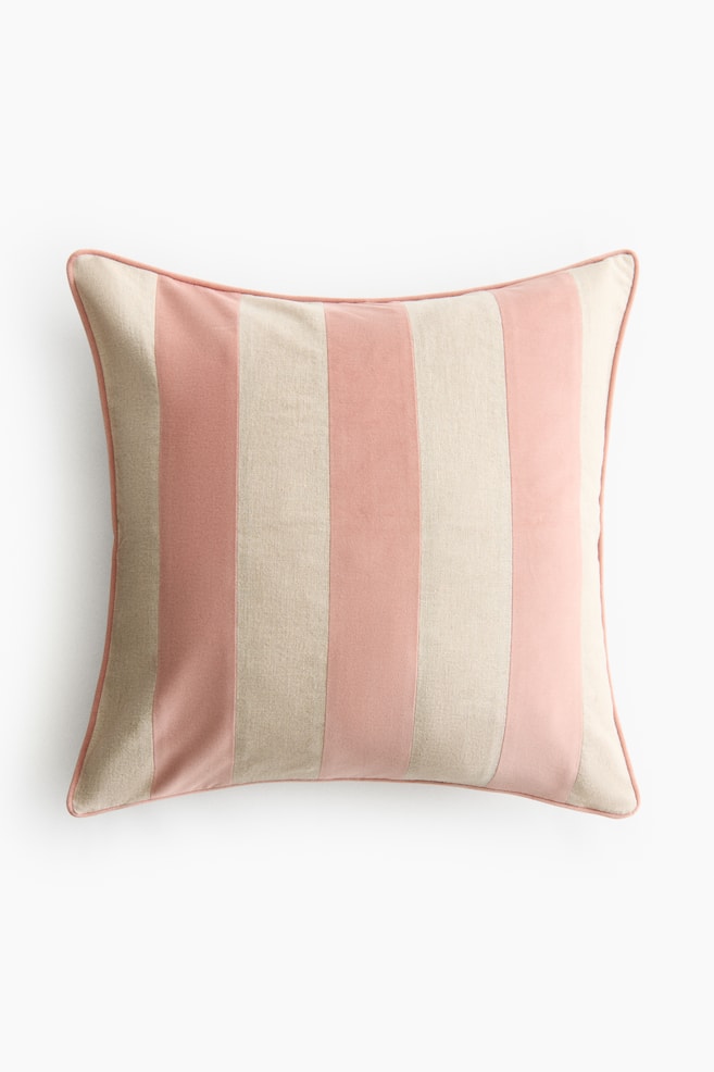Linen-Blend Cushion Cover - Light pink/beige striped/Light green/beige striped - 1