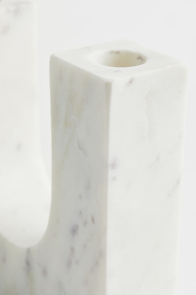 Marble candlestick - White - 3