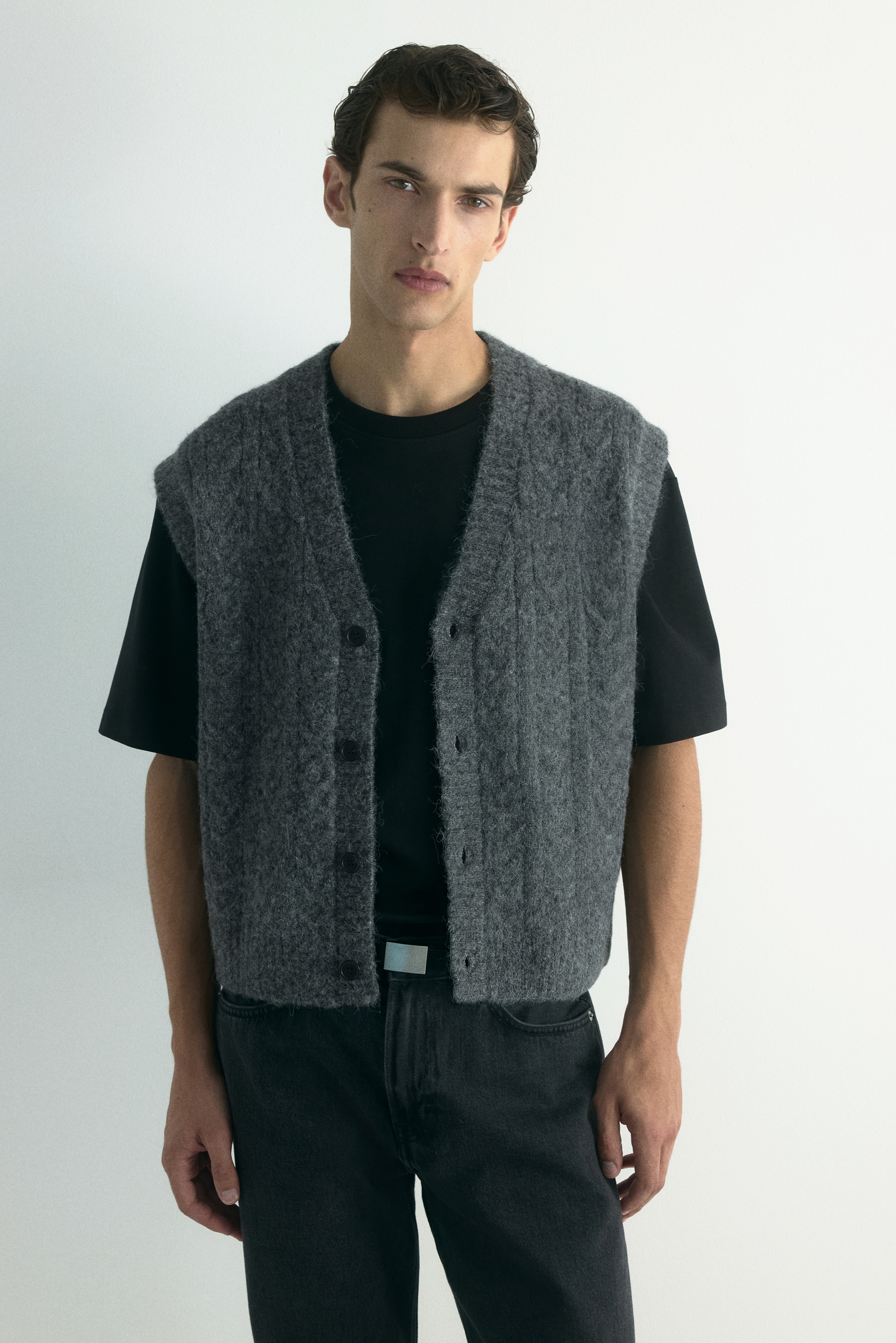 ルーズフィット ケーブルニットベスト - グレー - Men | H&M JP