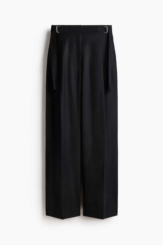 Pantalón amplio con cinturón - Negro/Verde caqui oscuro - 1