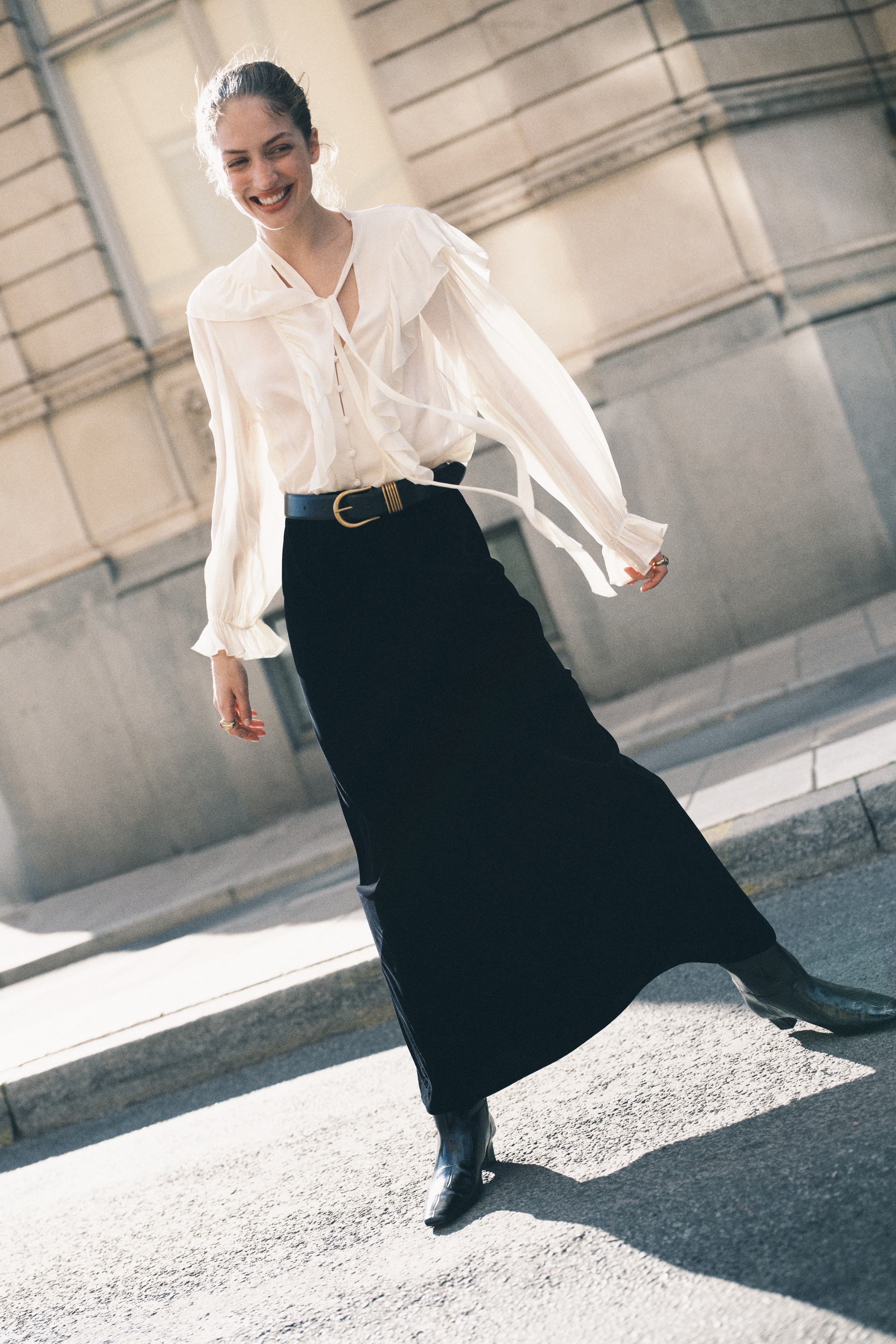 Velvet maxi skirt