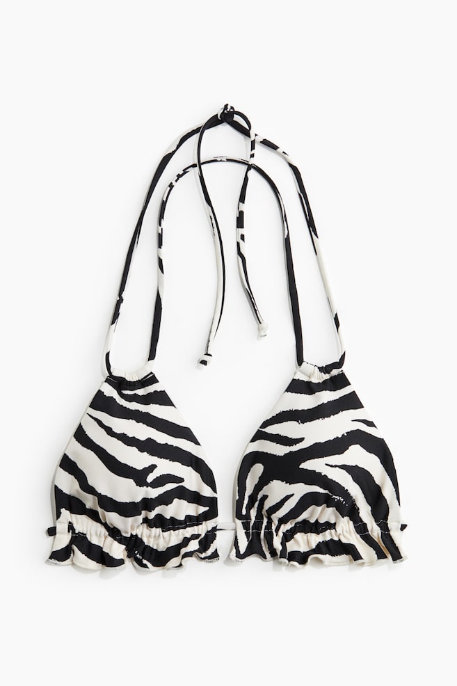Padded triangle bikini top - Black/Zebra print - 1