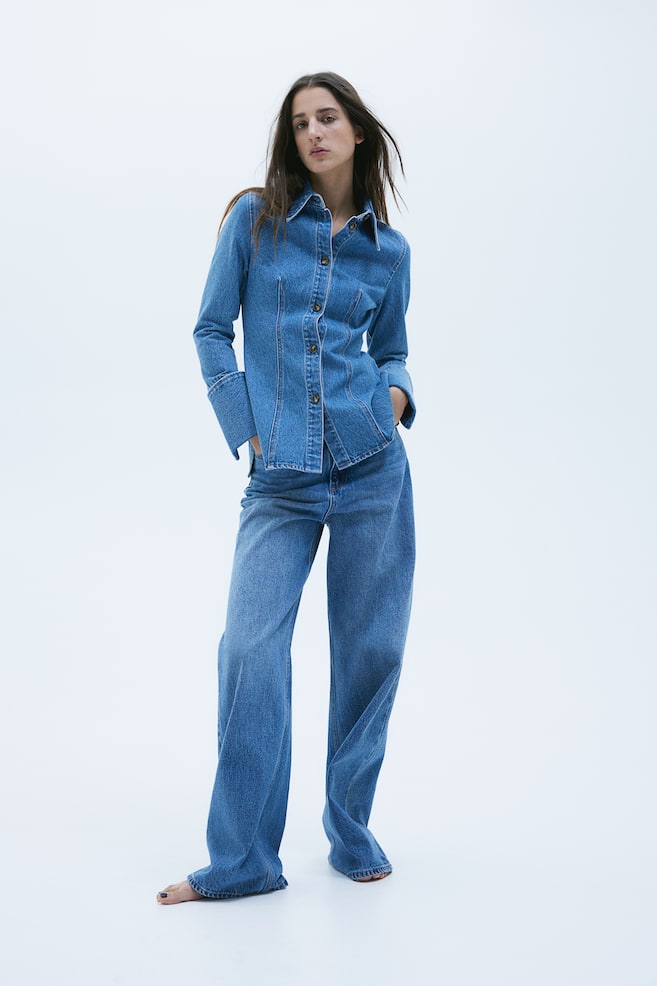 Wide Regular Jeans - Blu denim/Blu denim chiaro/Crema - 5