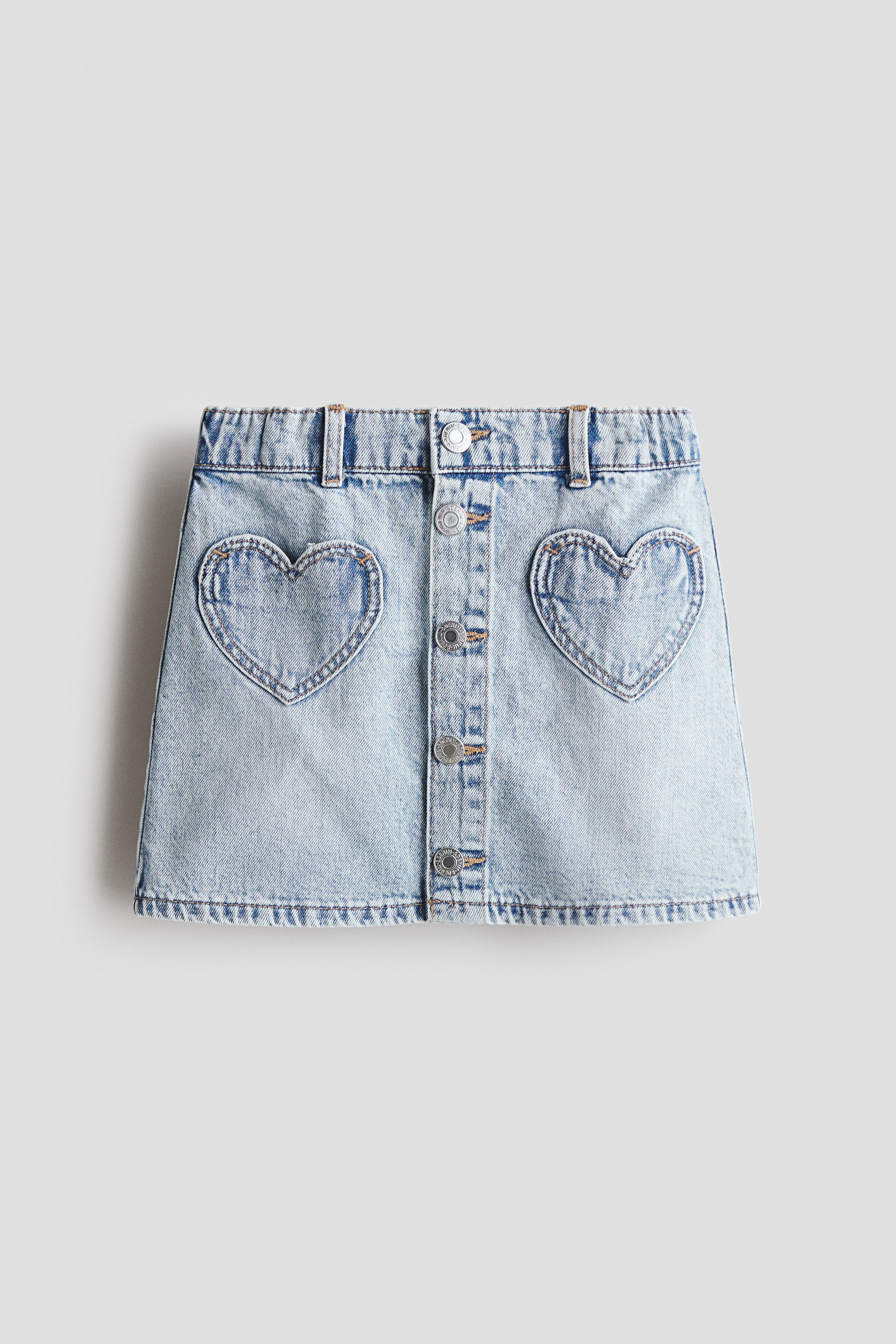 A-line denim skirt - Light denim blue/Hearts - Kids | H&M