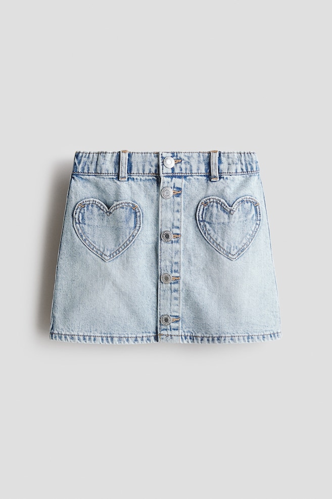 Falda línea A en denim - Azul denim claro/Corazones/Rosa claro/Lunares/Azul denim/Lunares/Rosa claro/Azul denim/Corazones - 1
