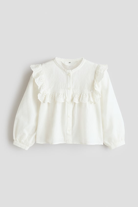 Детские блузки H&M Ruffle-Trimmed Cotton Blouse