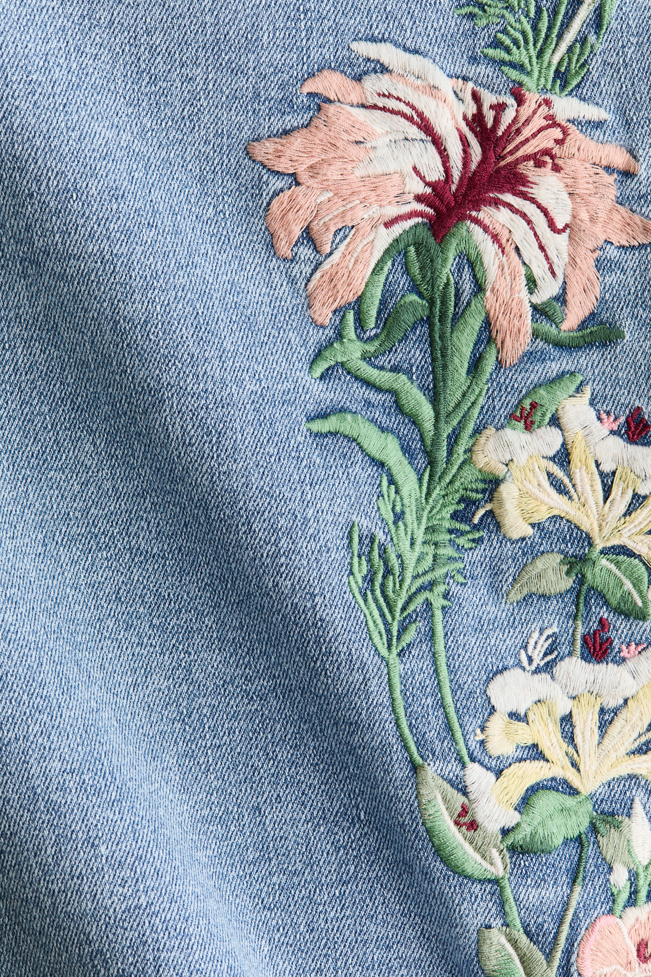 Embroidered Denim Bandeau Dress