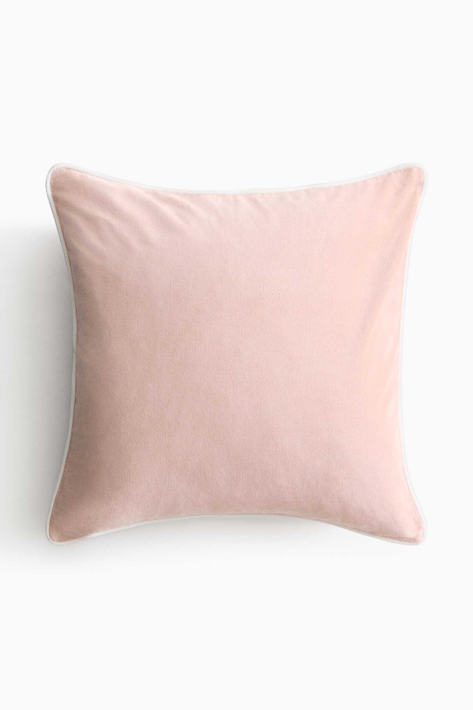 Piping-detail velvet cushion cover - Old rose/Light dusty pink/Light beige/Brown/Light green/Greige - 5