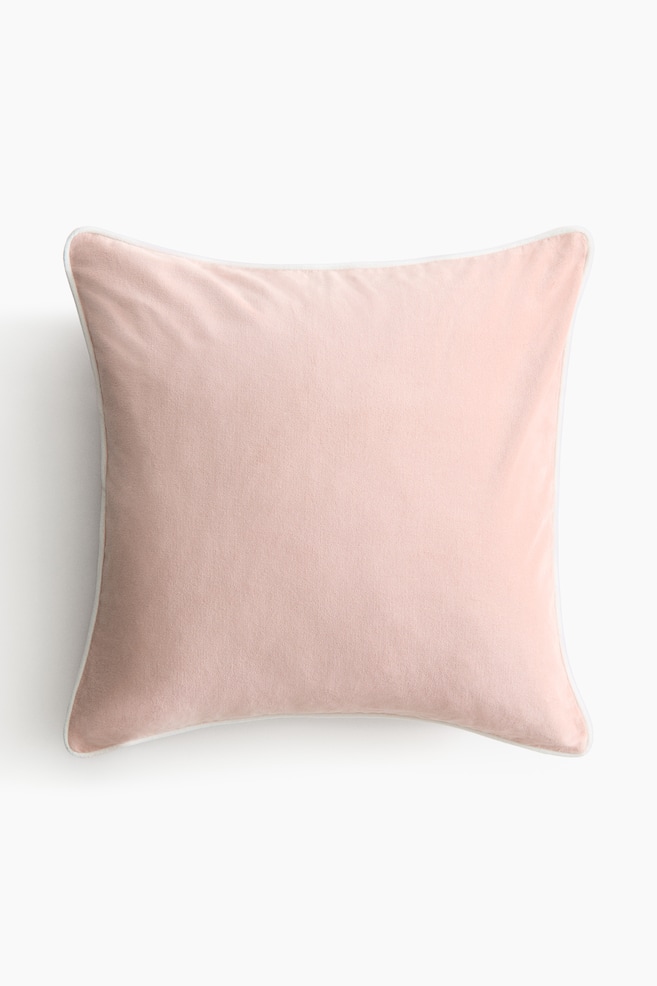 Fluwelen kussenhoes met biesje - Oudroze/dusty lichtroze/Lichtgroen/taupe - 5