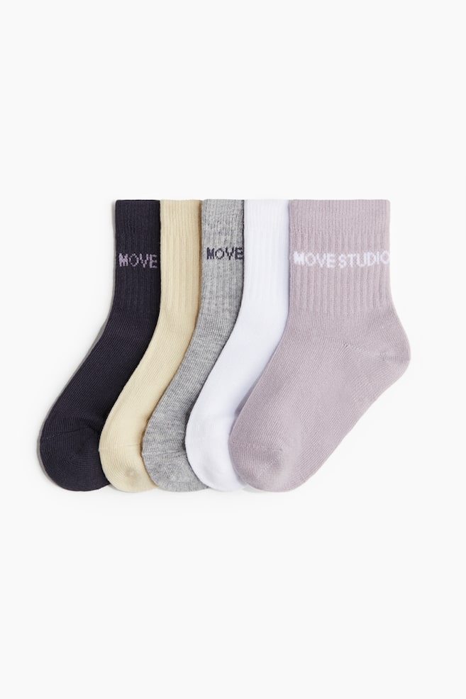 5-Pack Sports Socks with DryMove™ - Frosty lilac/dark gray/Gray melange/white/White/striped/Blue/striped/Light pink/red - 1
