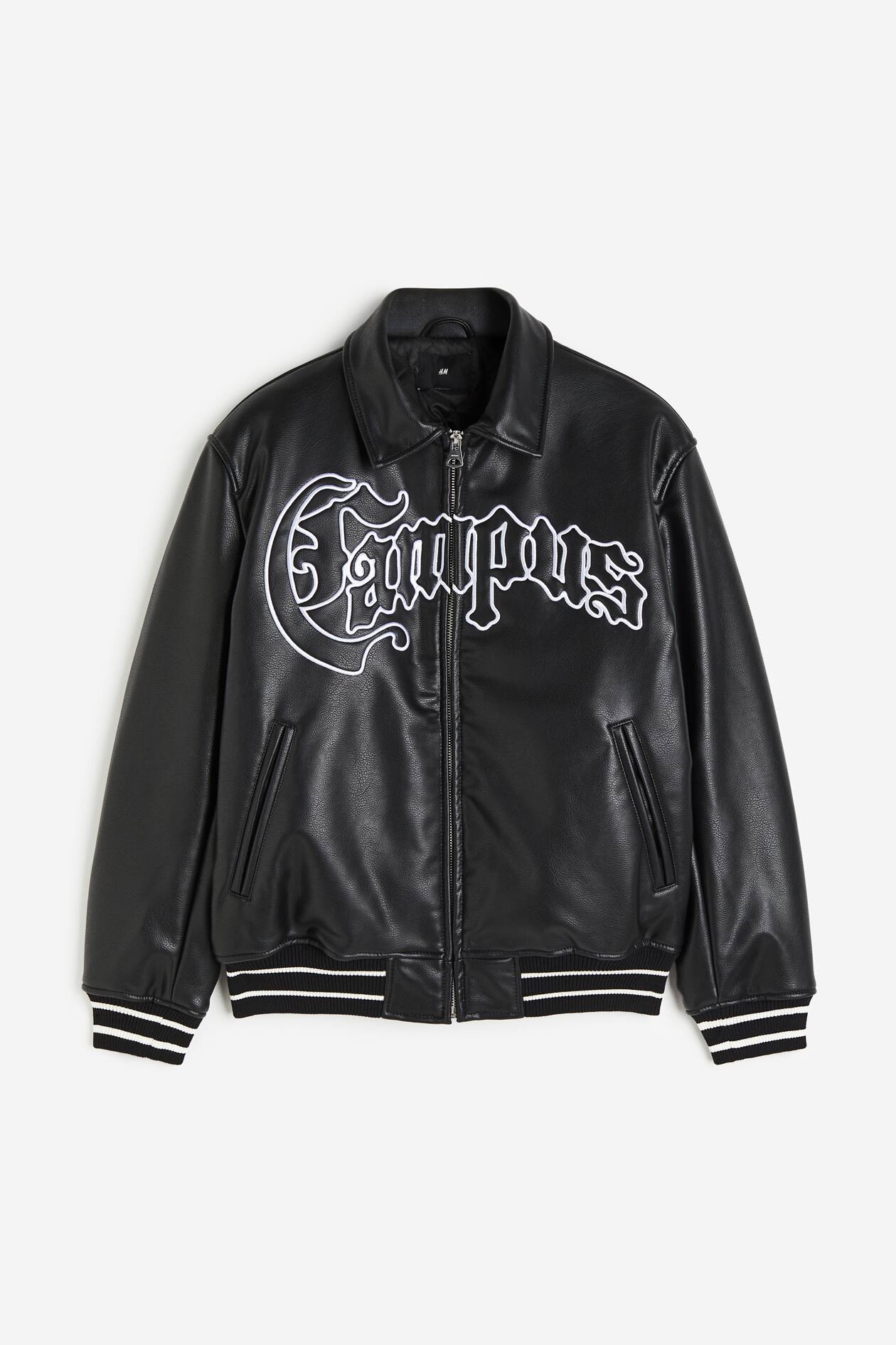 Loose-fit Baseball Jacket - Black/Campus - Men | H&M US Supreme 