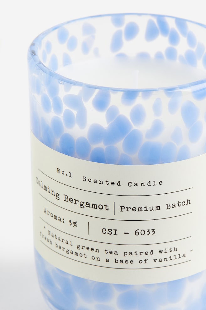 Scented candle in glass holder - Light blue/Calming Bergamot/Black/Sandalwood/White/Clean Cotton - 3
