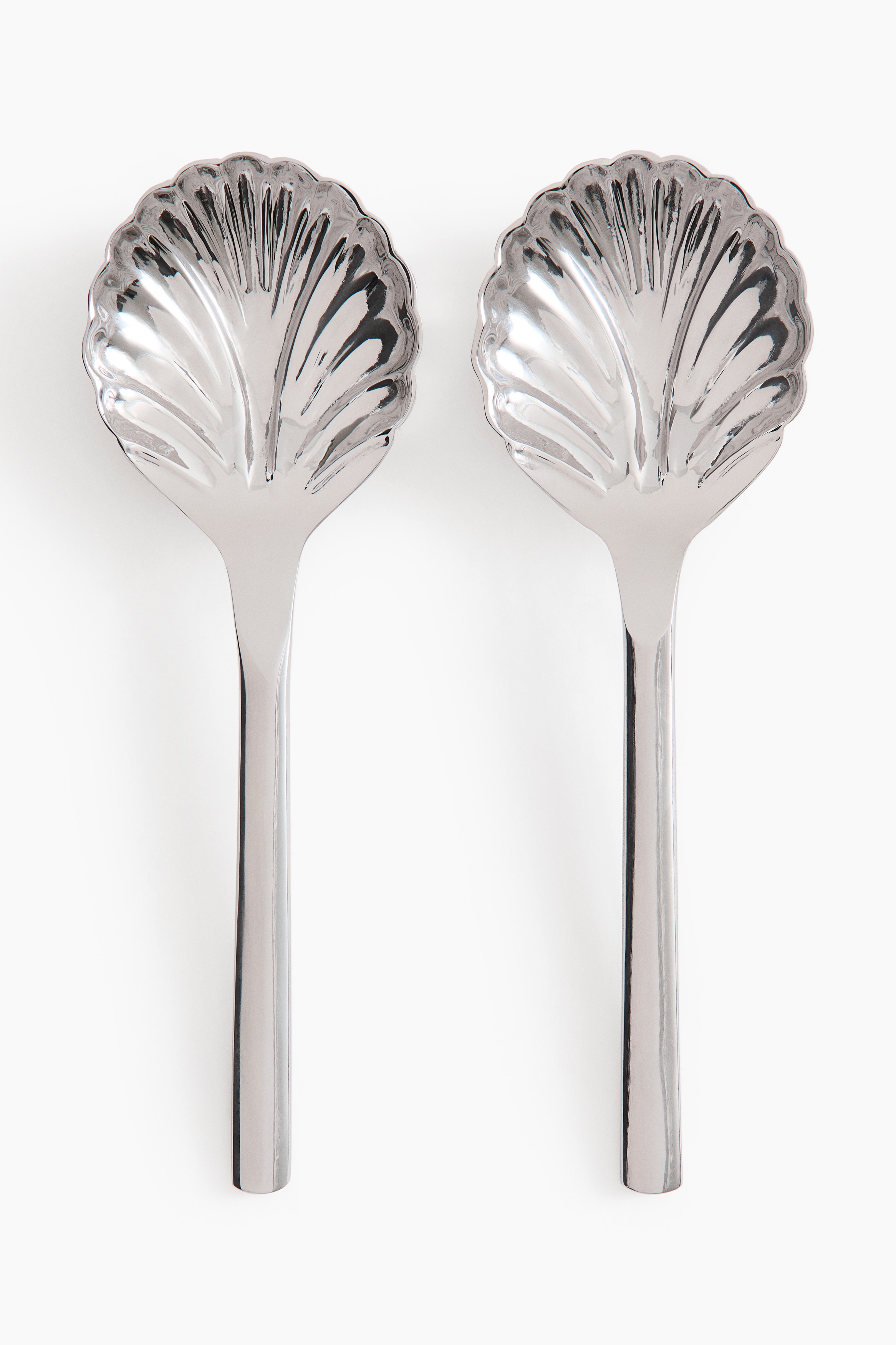 Seashell-inspired salad servers - Silver-coloured