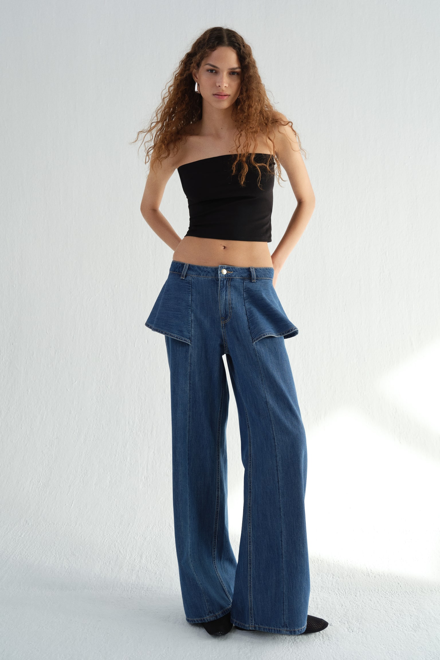 Wide High Waist Jeans - כחול ג'ינס - 5