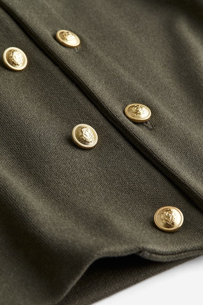 Cardigan in jersey - Verde kaki scuro/Nero - 4