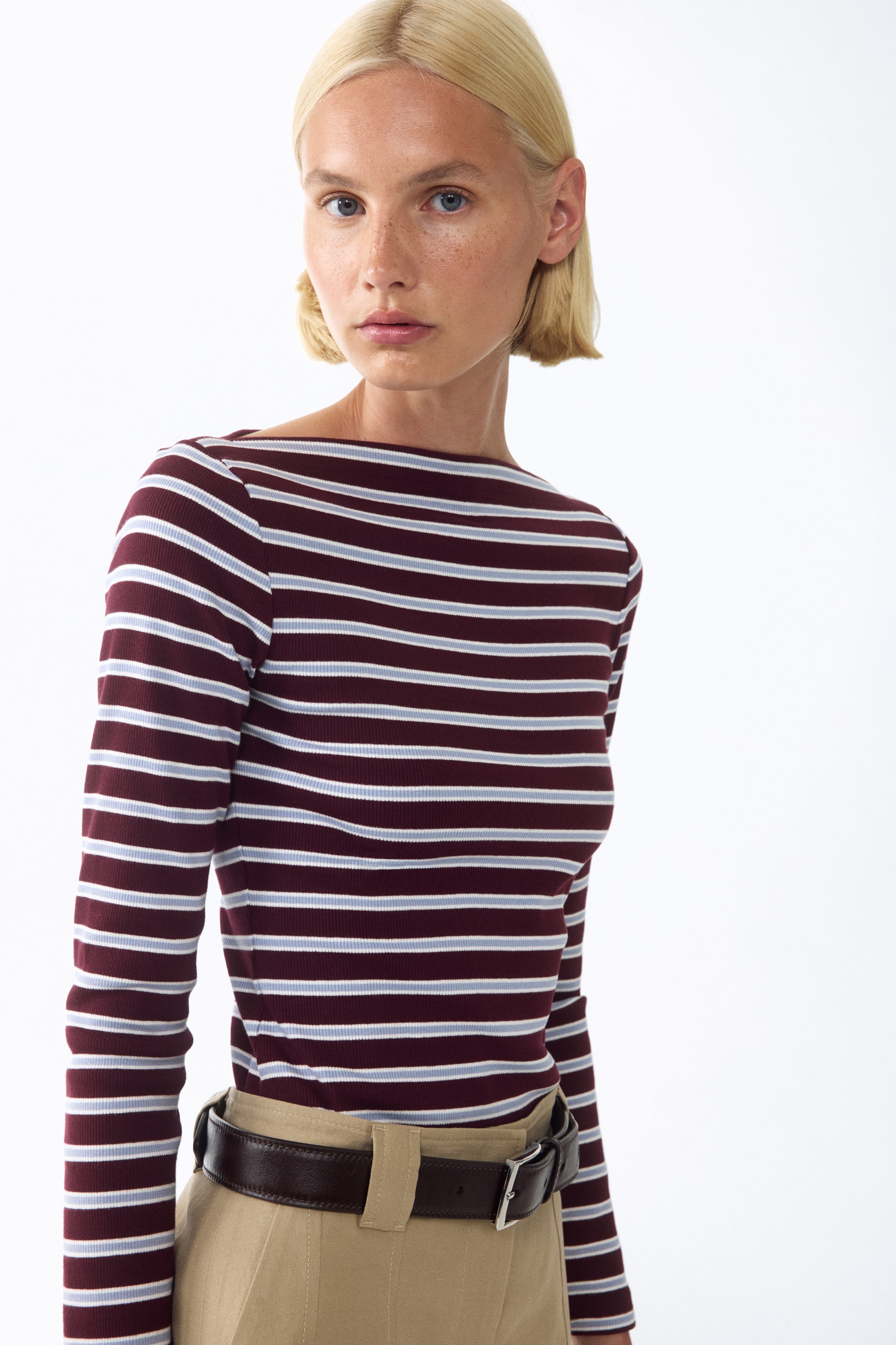 Ribbed Boat-Neck Top