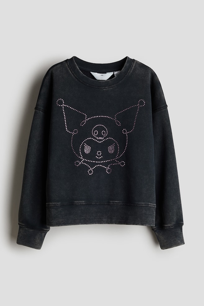 Print-motif sweatshirt - Dark grey/Kuromi - 1