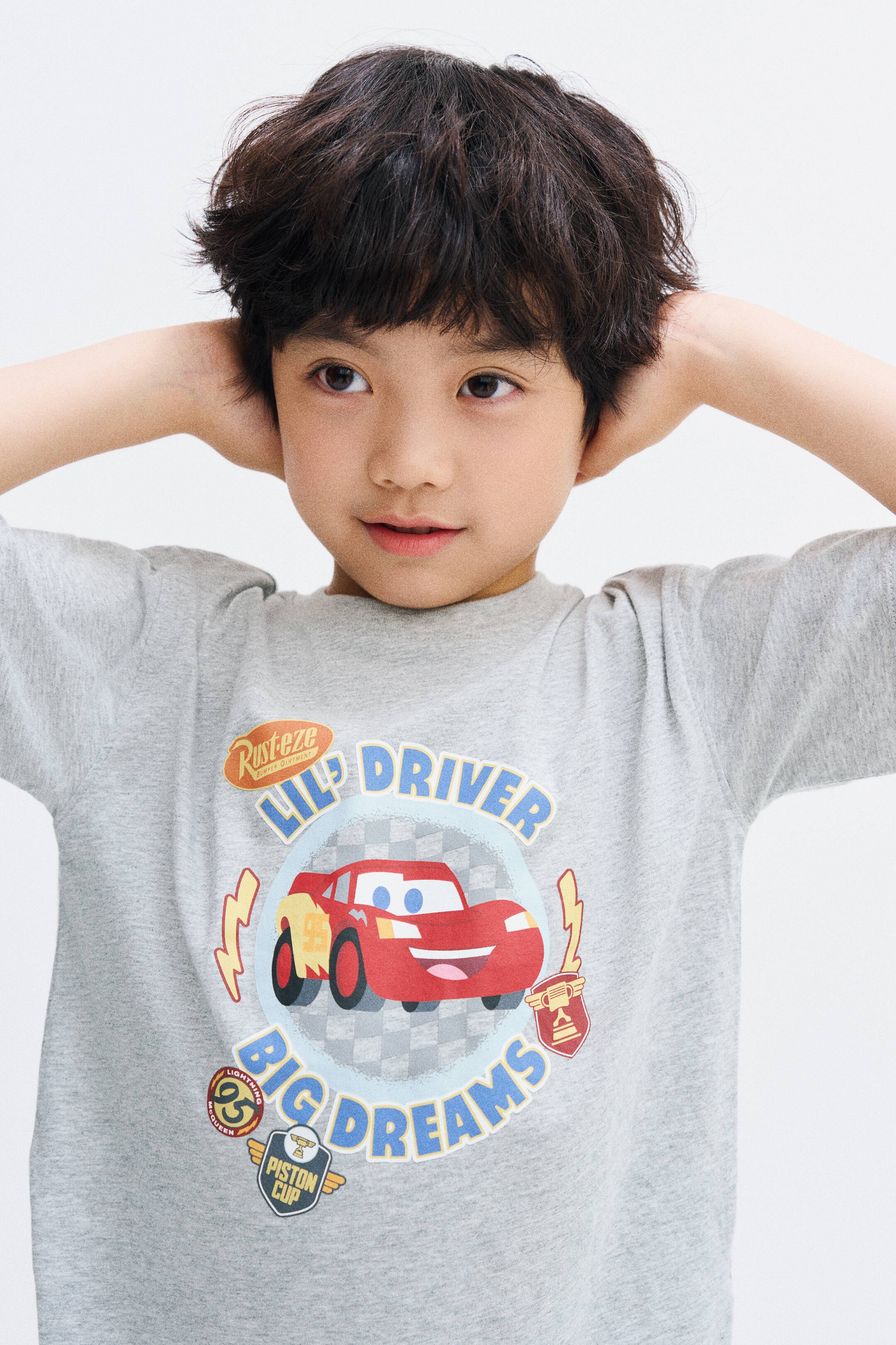 View larger image: 2-piece printed set - Light grey marl/Cars - Kids | H&M 1