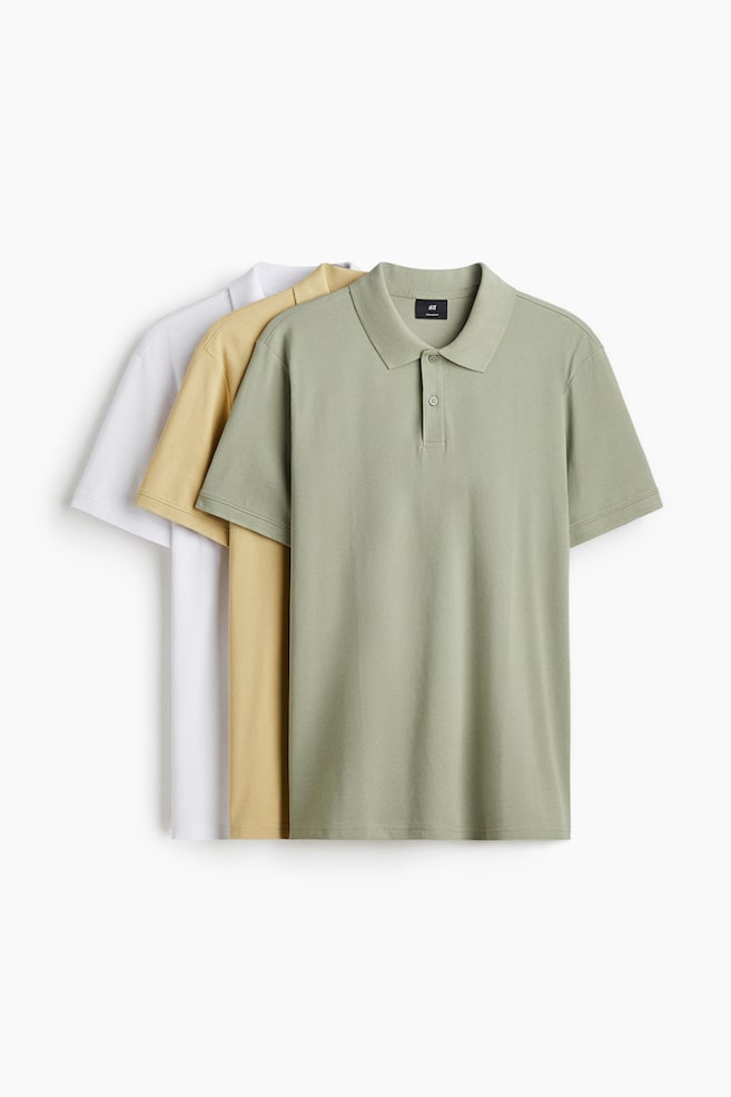 3-Pack Regular-Fit Polo Shirts - White/yellow/green - 1
